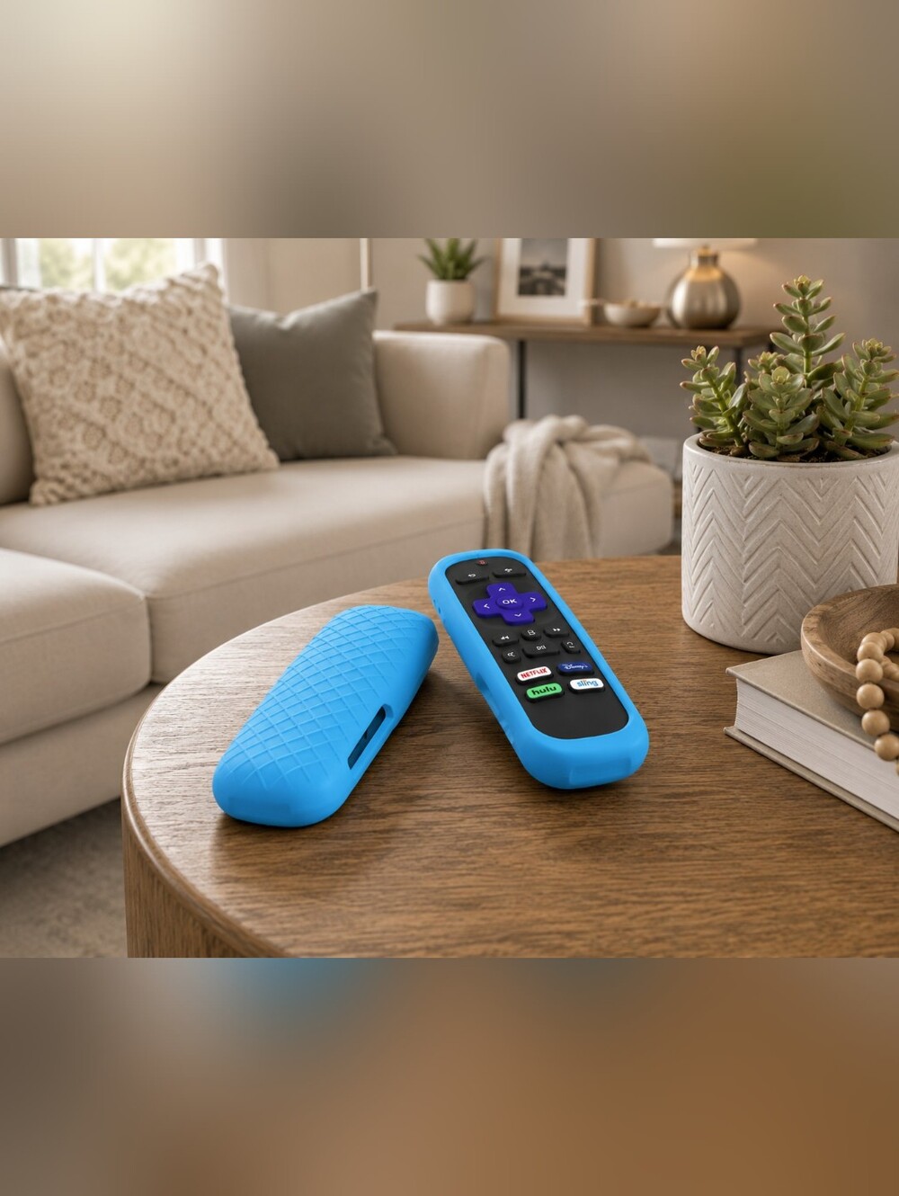 2 Pack Silicone Remote Covers Compatible With Roku Remote Glow Blue Protective